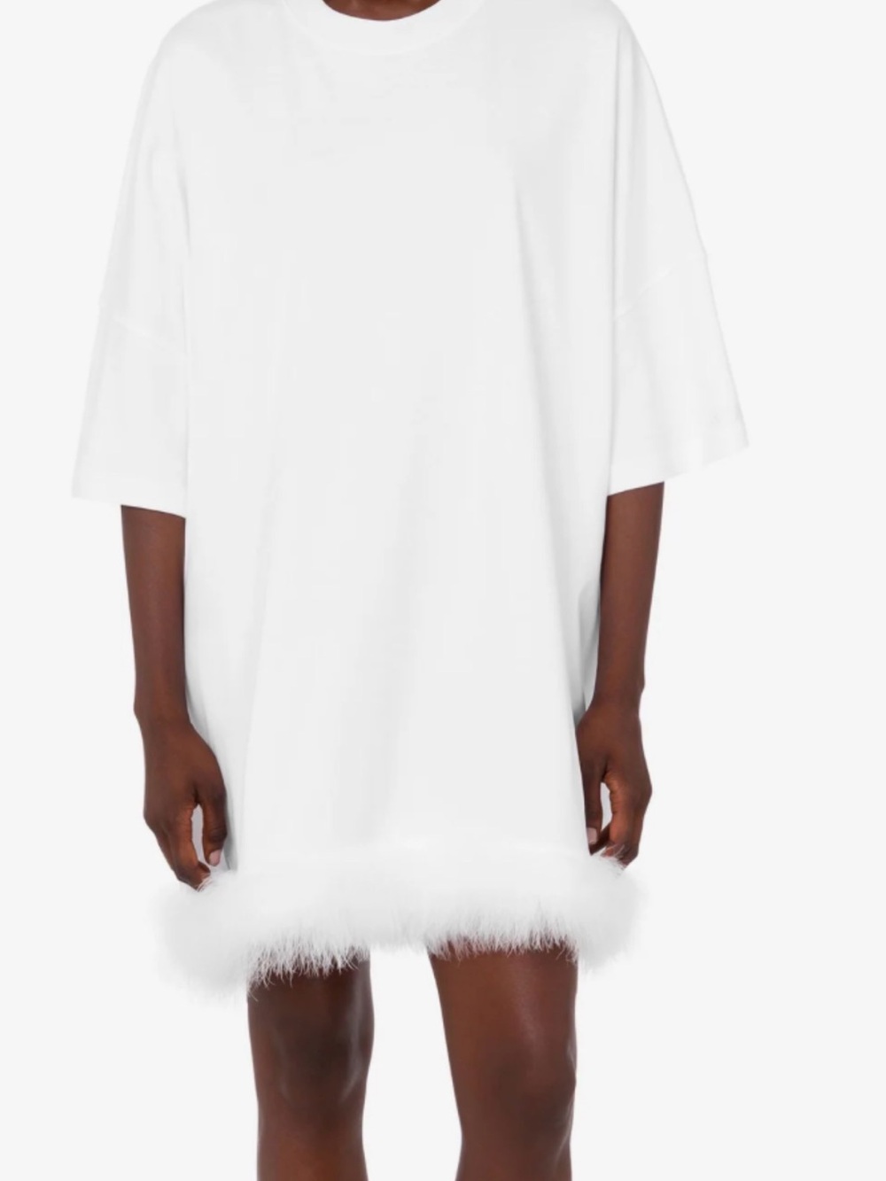 White Feather-Trim Sleep Dress